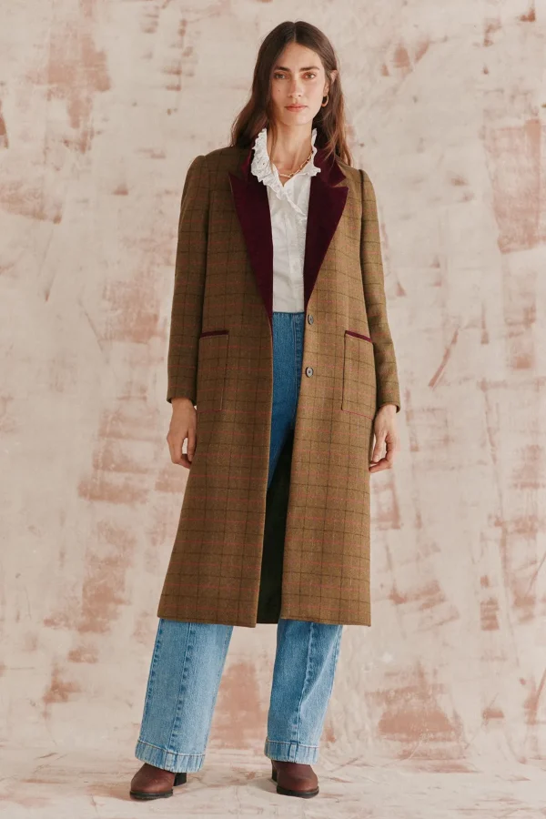Cheap Adelina. Levita larga de cuadros Mujer Abrigos Y Chaquetas