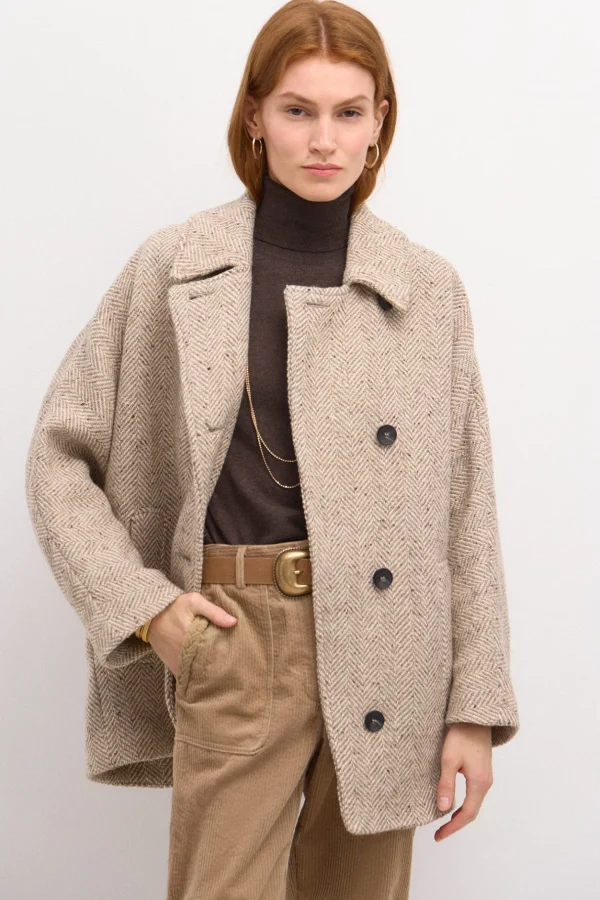 Best Adriana. Abrigo oversize de espiga Mujer Abrigos Y Chaquetas
