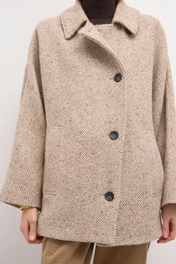 Best Adriana. Abrigo oversize de espiga Mujer Abrigos Y Chaquetas