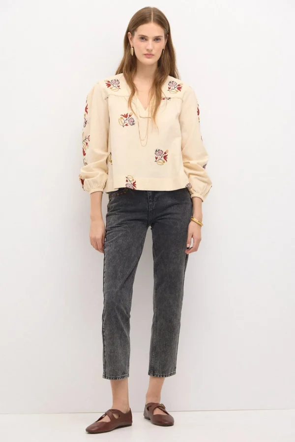 Discount Cala. Blusa bordada. Mujer Blusas Y Camisas