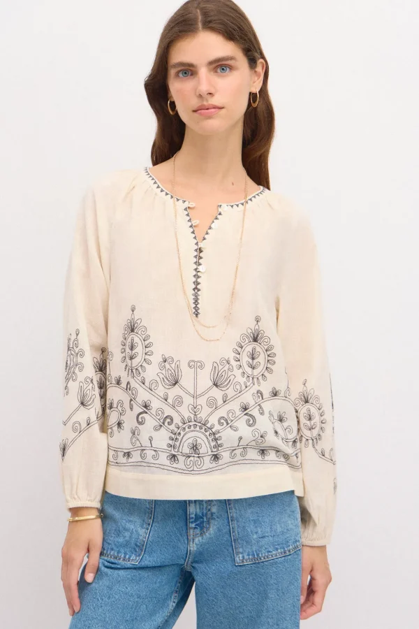 Flash Sale Camila. Blusa bordada. Mujer Blusas Y Camisas
