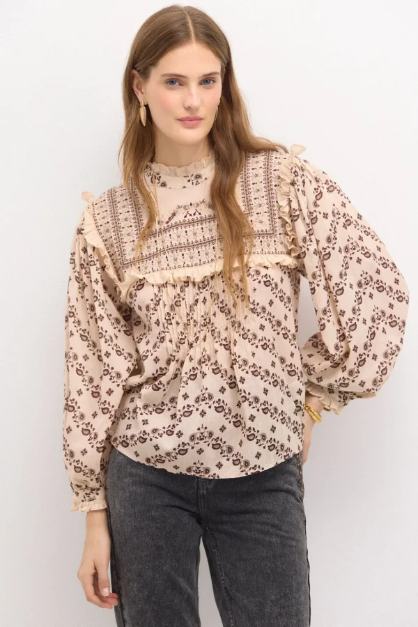 Cheap Carmela. Blusa pechera bordadaestampada. Mujer Blusas Y Camisas