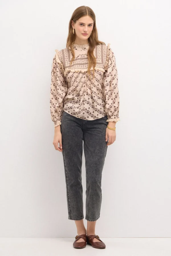 Cheap Carmela. Blusa pechera bordadaestampada. Mujer Blusas Y Camisas