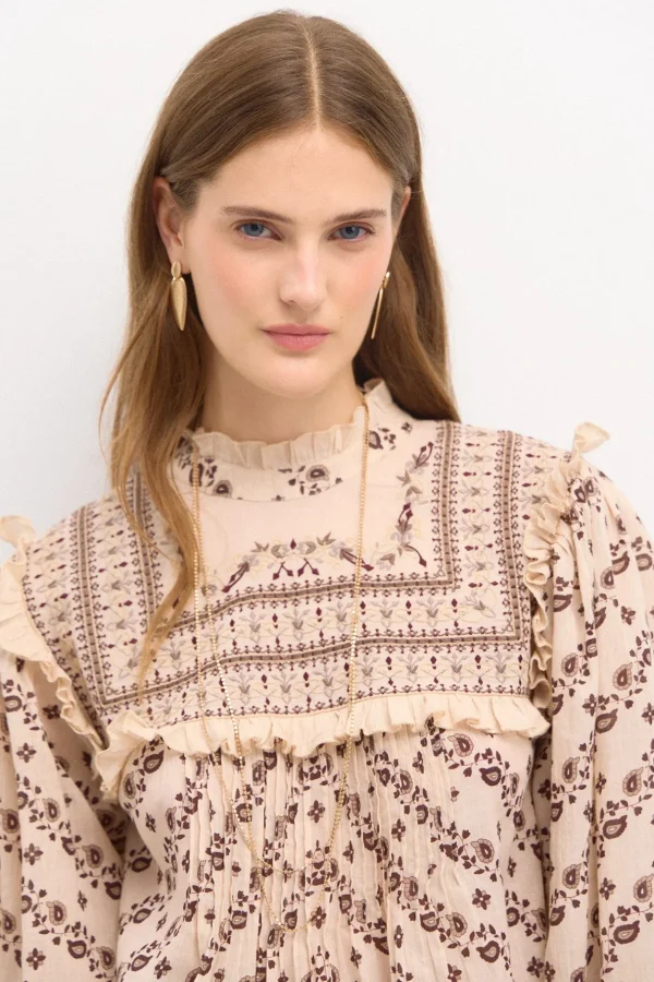 Cheap Carmela. Blusa pechera bordadaestampada. Mujer Blusas Y Camisas