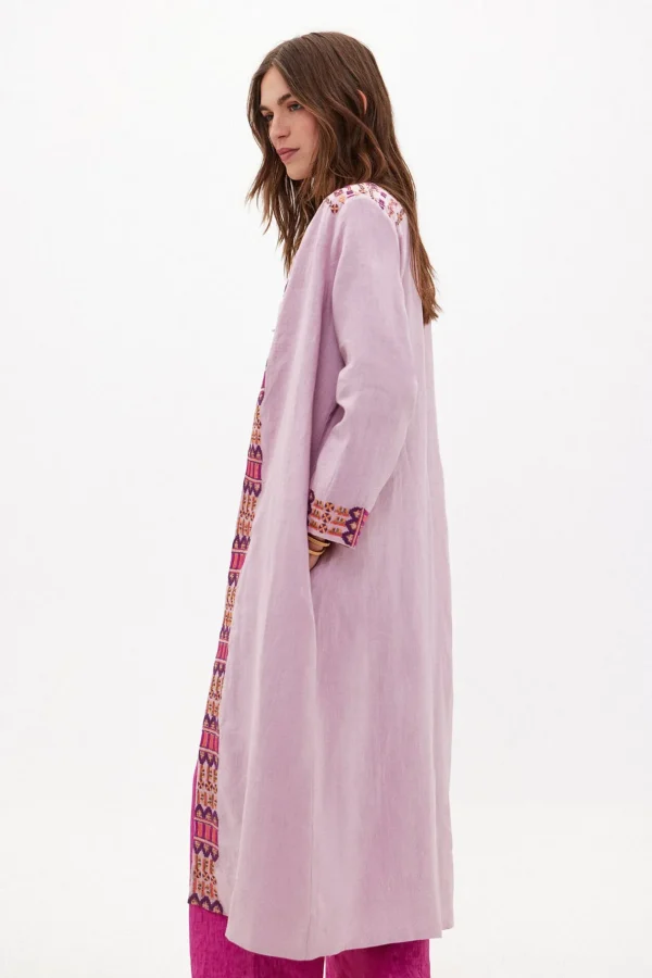 Flash Sale Carmela. Kimono largo de lino bordado Mujer Vestidos Y Monos | Abrigos Y Chaquetas
