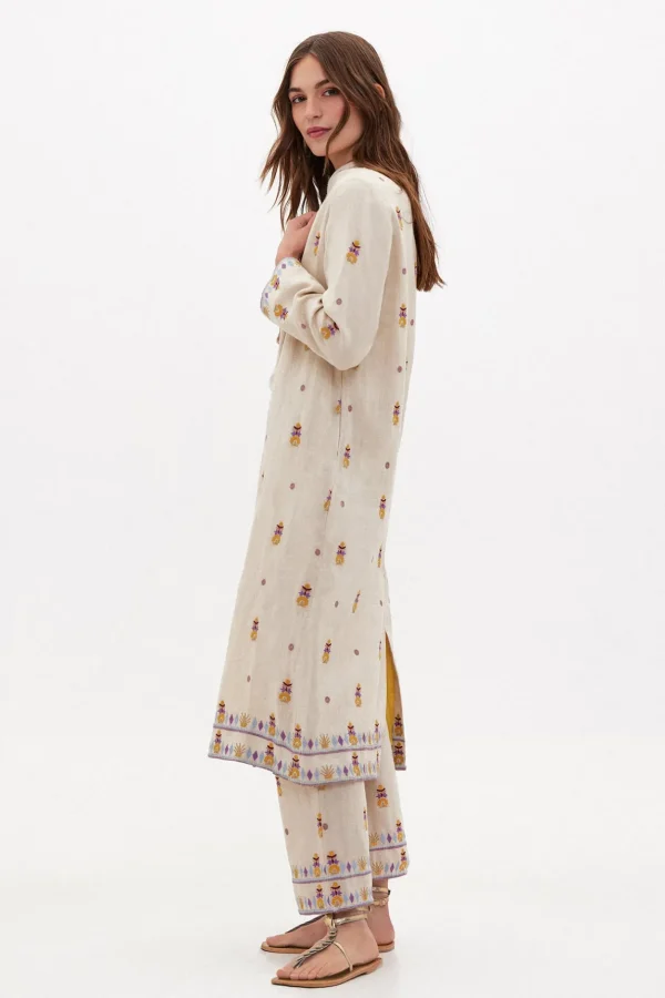 Cheap Carmina. Kimono largo de lino bordado Mujer Vestidos Y Monos | Abrigos Y Chaquetas