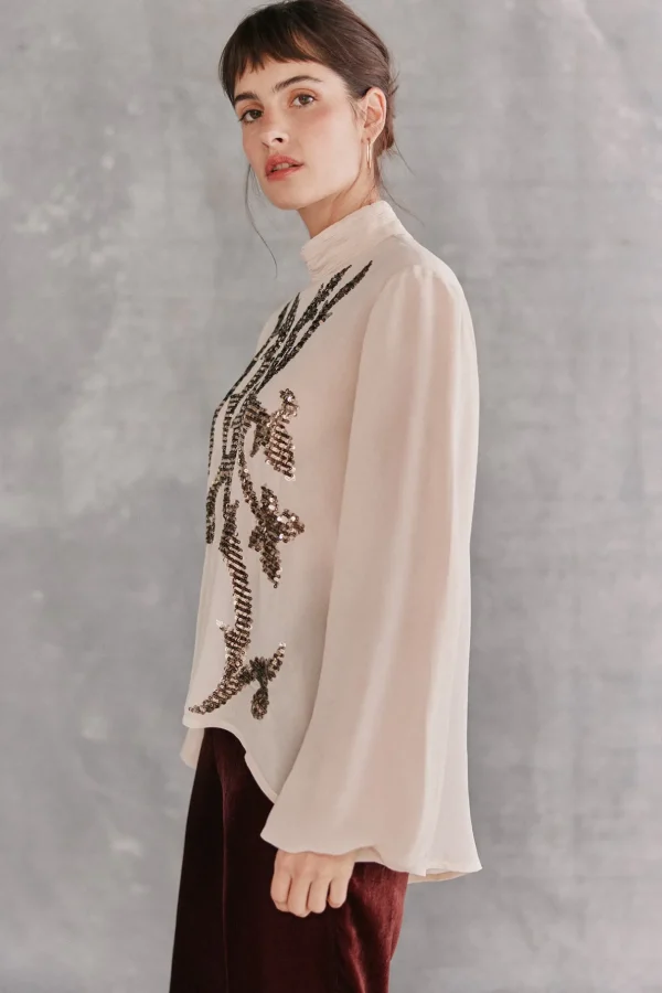 Cheap Celia.Blusa bordada Mujer Blusas Y Camisas