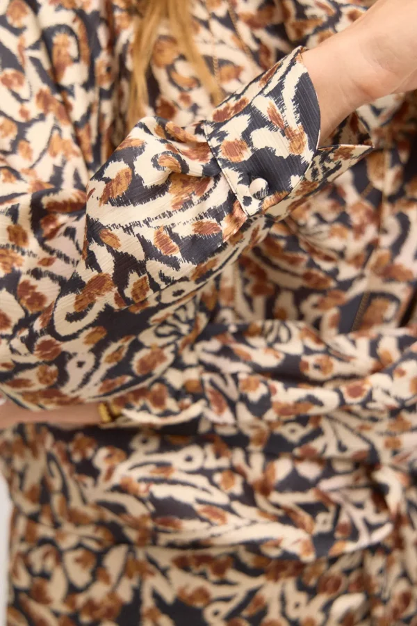 Hot Ciara. Blusa estampada drapeado. Mujer Blusas Y Camisas