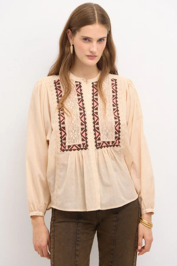 Clearance Clementina. Blusa rayas bordada. Mujer Blusas Y Camisas