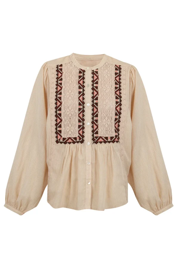 Clearance Clementina. Blusa rayas bordada. Mujer Blusas Y Camisas