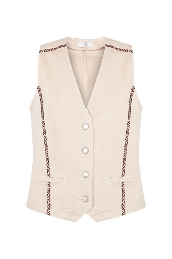 Sale Elena. Chaleco vaquero bordado Mujer Chalecos