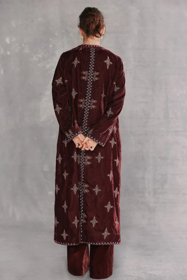 Clearance Estrella. Kimono largo terciopelo bordado Mujer Vestidos Y Monos