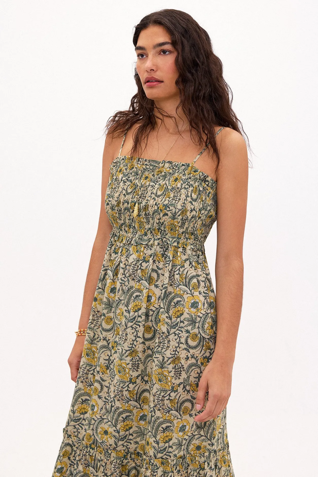 fabia_vestido_estampado_n_2.webp Outlet Fabia. Vestido estampado nido de abeja. Mujer Vestidos Y Monos