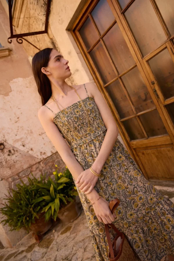 Outlet Fabia. Vestido estampado nido de abeja. Mujer Vestidos Y Monos