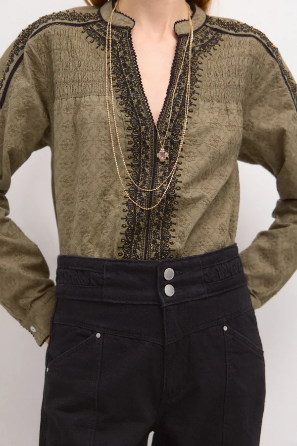 Discount Fabiola. Blusa bordada cuentas. Mujer Blusas Y Camisas