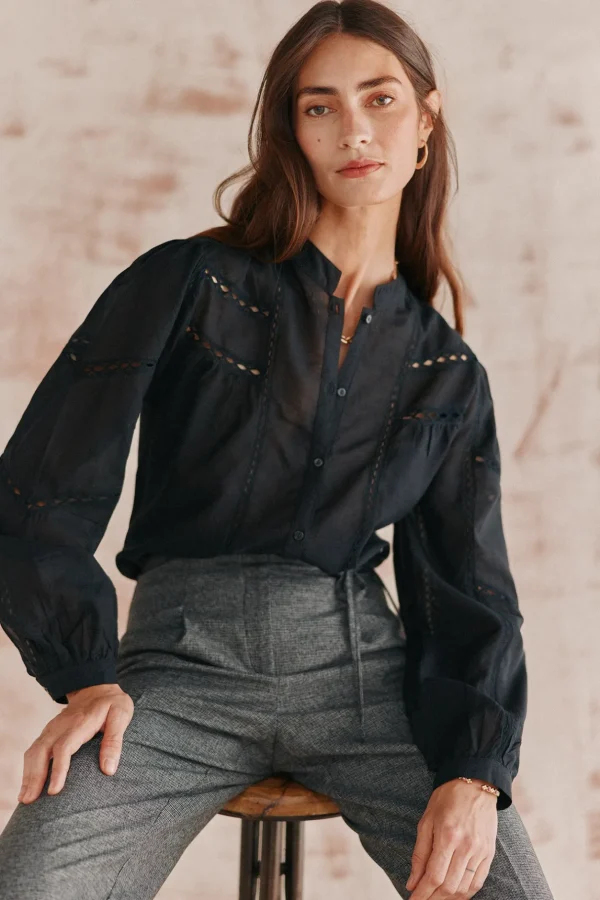 Outlet Flora. Camisa negra. Mujer Blusas Y Camisas
