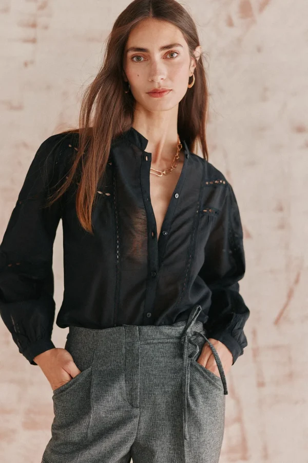 Outlet Flora. Camisa negra. Mujer Blusas Y Camisas