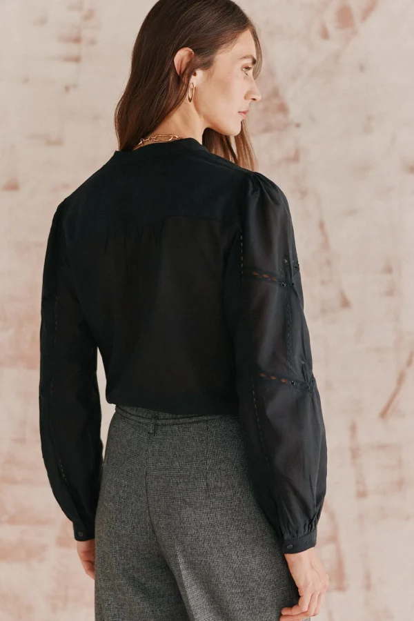 Outlet Flora. Camisa negra. Mujer Blusas Y Camisas