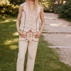 Sale Oihana. Jeans rectos con bordados Mujer Jeans | Pantalones