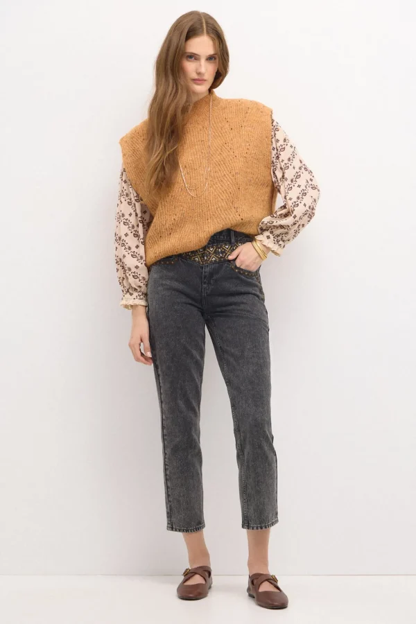 Discount Omelia. Jeans mom con bordados Mujer Jeans | Pantalones