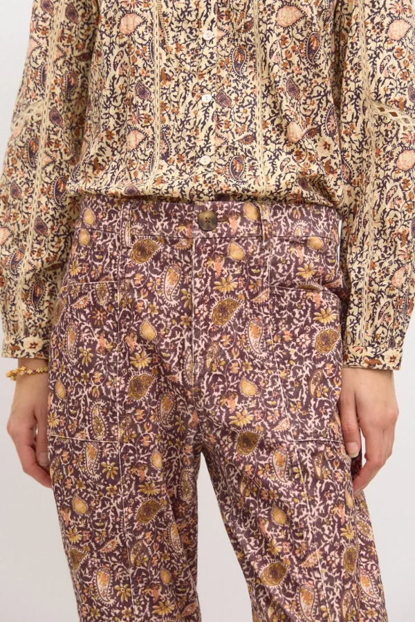 Sale Pía. Pantalón de pana estampado Mujer Pantalones