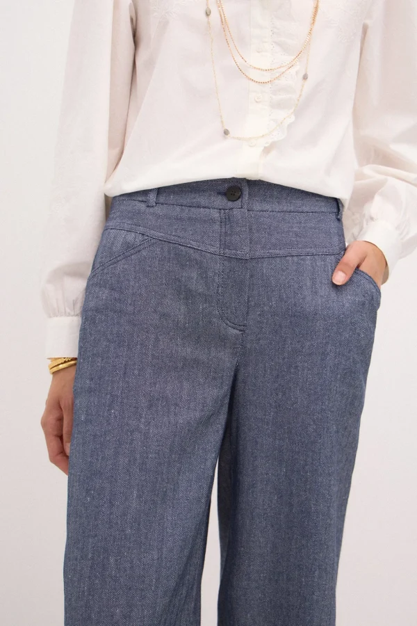 Flash Sale Pamela. Pantalón amplio de espiga Mujer Pantalones