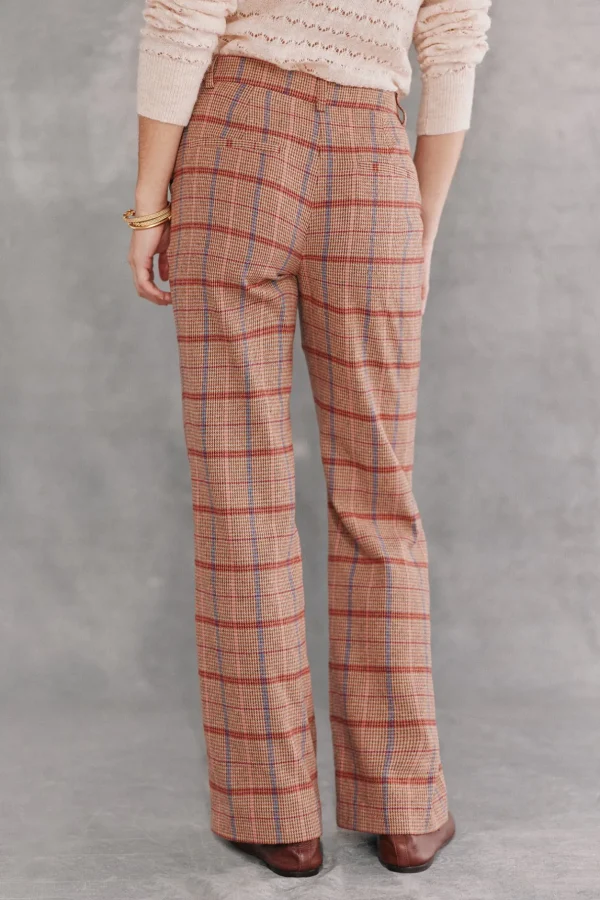 Fashion Pandora. Pantalón recto de cuadros Mujer Pantalones