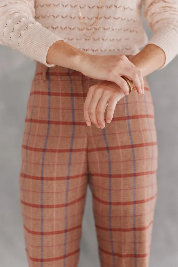 Fashion Pandora. Pantalón recto de cuadros Mujer Pantalones