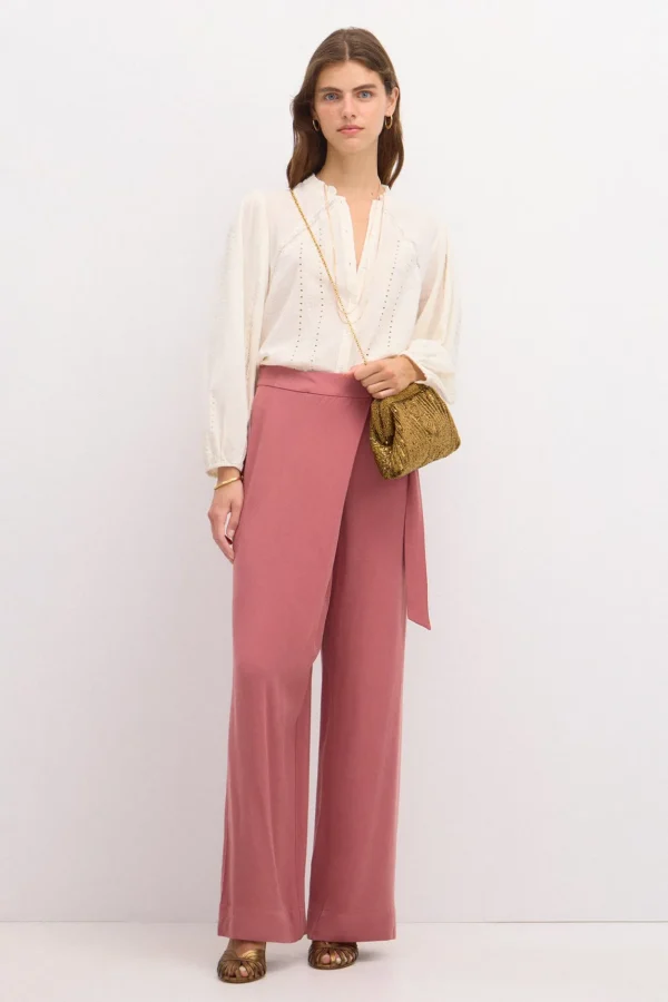 Best Paula. Pantalón ancho cruzado Mujer Pantalones
