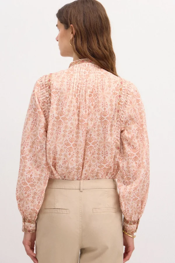 Fashion Ramona. Blusa estampada tiras bordadas. Mujer Blusas Y Camisas