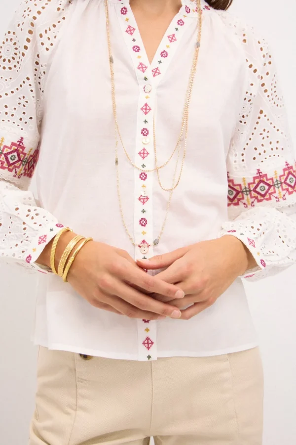 Clearance Rebeca. Camisa bordada. Mujer Blusas Y Camisas