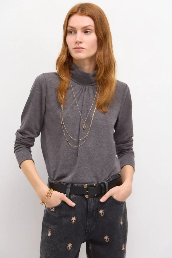 Online Sibila. Camiseta cuello vuelto Mujer Camisetas Y Tops