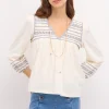 Outlet Sofia. Camiseta de algodón bordada Mujer Camisetas Y Tops