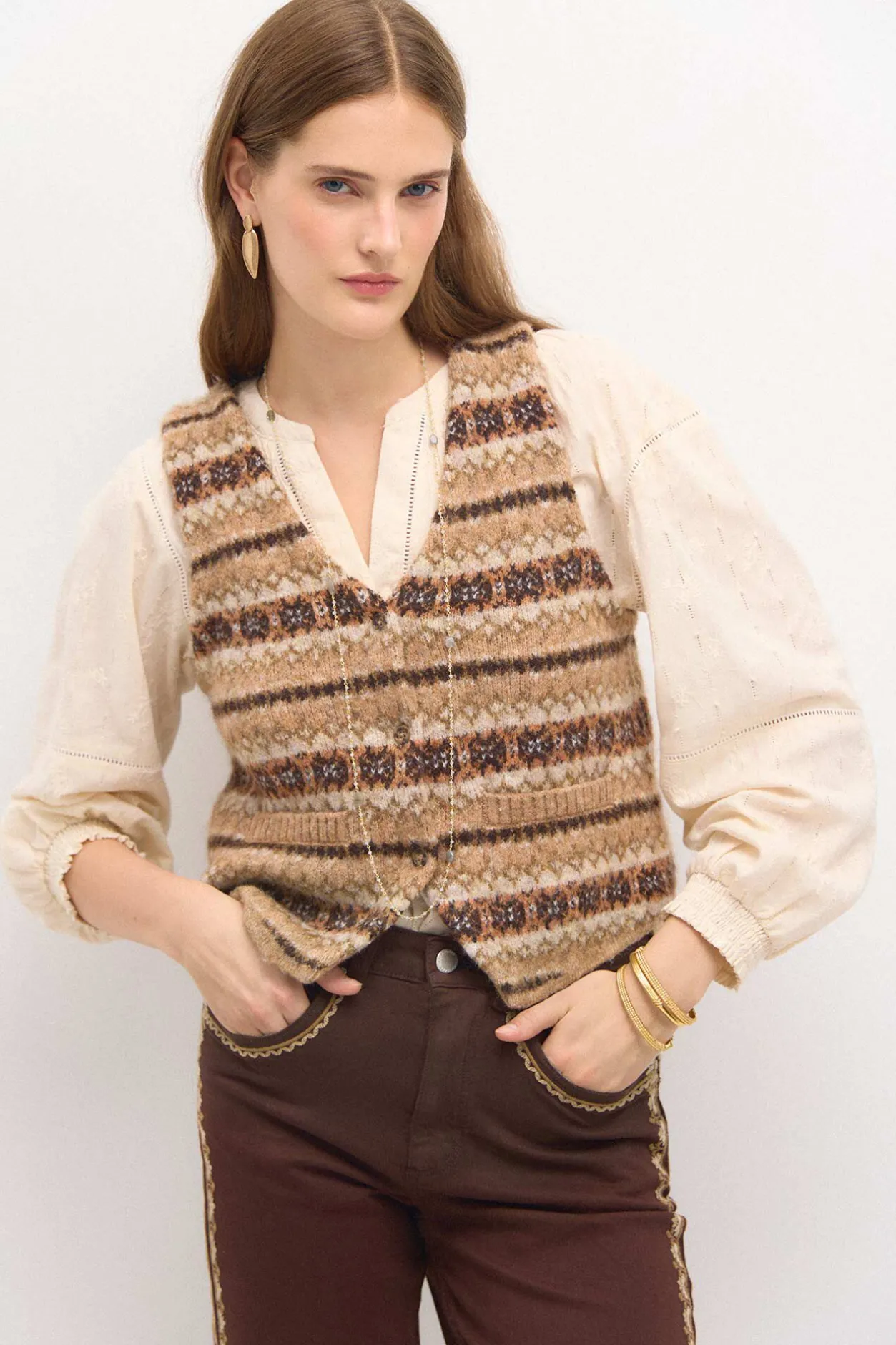 taiana_chaleco_greca_4.webp Best Taiana. Chaleco greca Mujer Chalecos | Jerséis Y Cárdigans