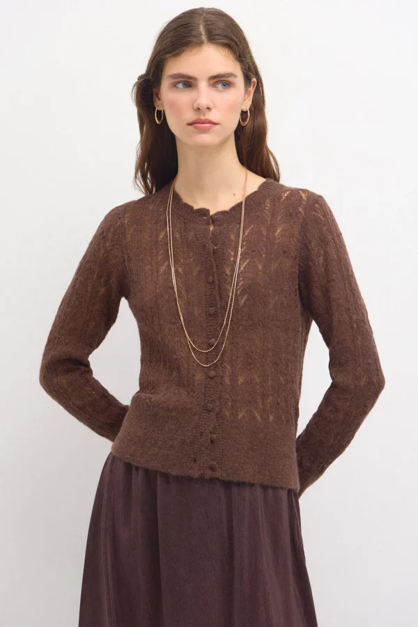Cheap Taresa. Chaqueta de punto pointelle Mujer Jerséis Y Cárdigans