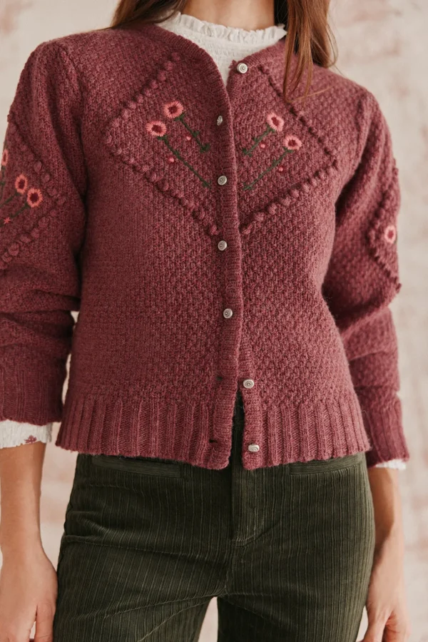 Shop Teófila. Chaqueta de punto bordada Mujer Jerséis Y Cárdigans