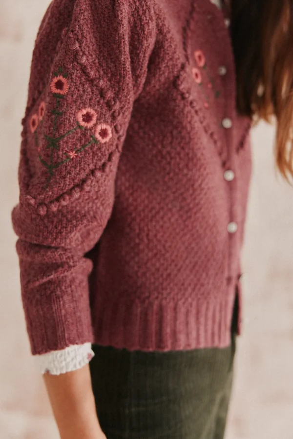 Shop Teófila. Chaqueta de punto bordada Mujer Jerséis Y Cárdigans