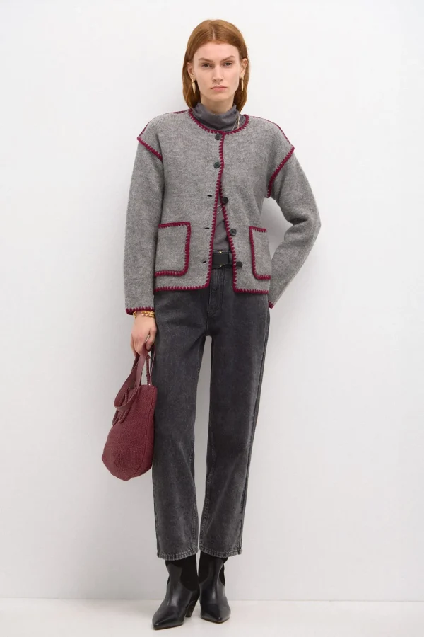 Online Tesira. Chaqueta de punto bordada Mujer Jerséis Y Cárdigans