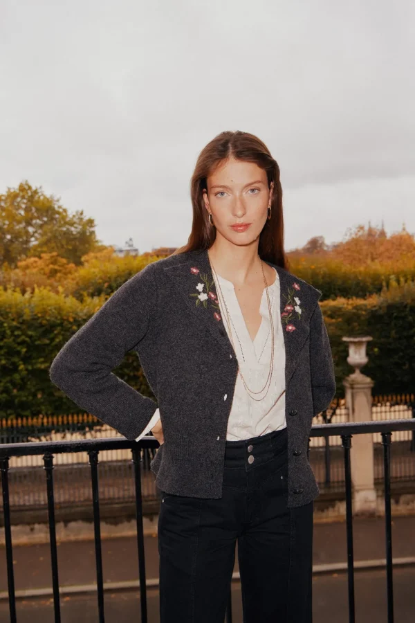 New Tessa. Chaqueta de punto bordada Mujer Jerséis Y Cárdigans