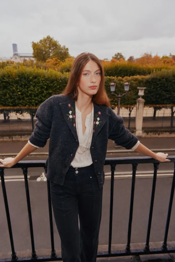 New Tessa. Chaqueta de punto bordada Mujer Jerséis Y Cárdigans