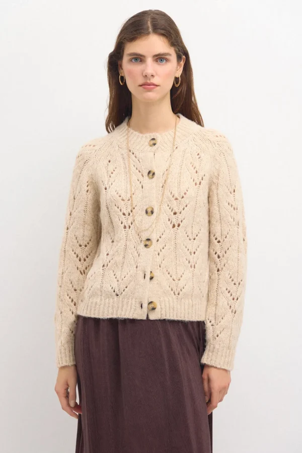 New Tricia. Chaqueta de punto calado Mujer Jerséis Y Cárdigans